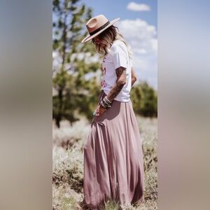 Three Bird Nest Dusty Rose Brown Maxi Skirt